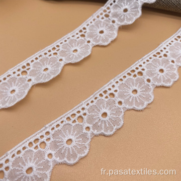 Africain Organza White Hand Cut Fabric Tissu de dentelle Bridal Trims de broderie pour rideaux Fleur d&#39;ivoire